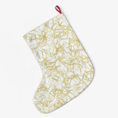Witte Gouden Glam Glitterende Kerst Grote Kerstsok (Achterkant (Hangend))