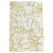 Witte Gouden Glam Glitterende Kerstmis Medium Cadeauzakje (Achterkant)