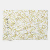 Witte Gouden Glam Glitzy Schittering Theedoek (Horizontaal)