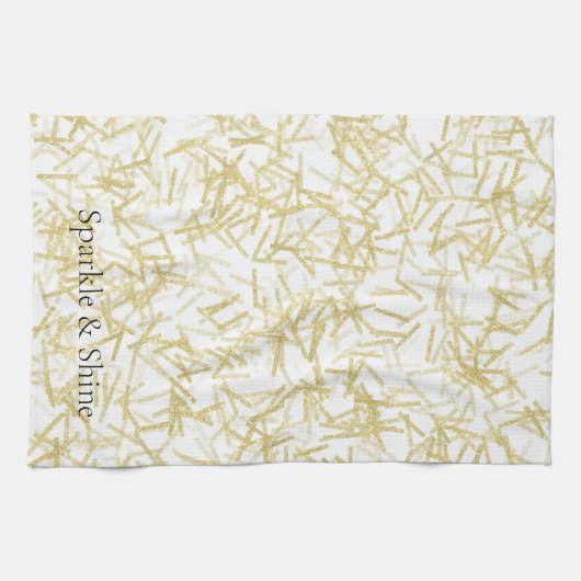 Witte Gouden Glam Glitzy Schittering Theedoek (Horizontaal)