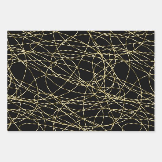 Witte Gouden Glam Glitzy Verjaardag Inpakpapier Vel (Voorkant 2)