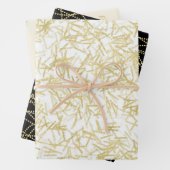 Witte Gouden Glam Glitzy Verjaardag Inpakpapier Vel (In situ)