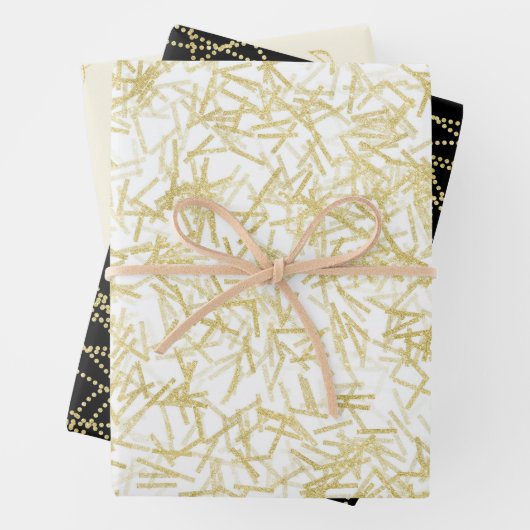 Witte Gouden Glam Glitzy Verjaardag Inpakpapier Vel (In situ)