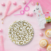 Witte & Gouden Glam Luipaard Print Party Papieren Bordje (Feest)