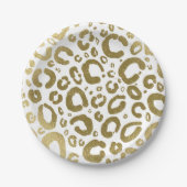 Witte & Gouden Glam Luipaard Print Party Papieren Bordje (Voorkant)
