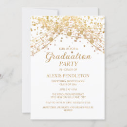 Witte Gouden Glitter Afstudeerceremonie Kaart
