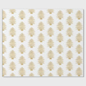 Witte Gouden Glitter Kerstbomen Cadeaupapier (Vlak)