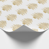 Witte Gouden Glitter Kerstbomen Cadeaupapier (Hoek)