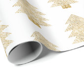 Witte Gouden Glitter Kerstbomen Cadeaupapier (Rol Hoek)