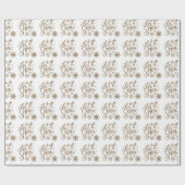 Witte gouden glitter laat kerst sneeuwen cadeaupapier (Vlak)