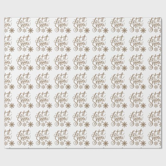 Witte gouden glitter laat kerst sneeuwen cadeaupapier (Vlak)