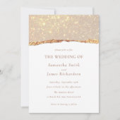 Witte Gouden Glitter Marmer Huwelijk Kaart (Voorkant)