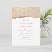 Witte Gouden Glitter Marmer Huwelijk Kaart (Staand voorkant)