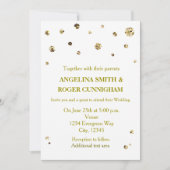 Witte & Gouden Glitter Moderne Dot Huwelijksuitnod Kaart (Voorkant)