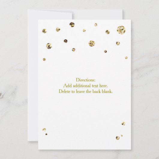 Witte & Gouden Glitter Moderne Dot Huwelijksuitnod Kaart (Achterkant)
