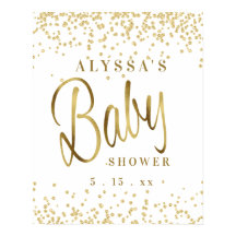 Witte Gouden Glitter Script Lettertype Baby Shower