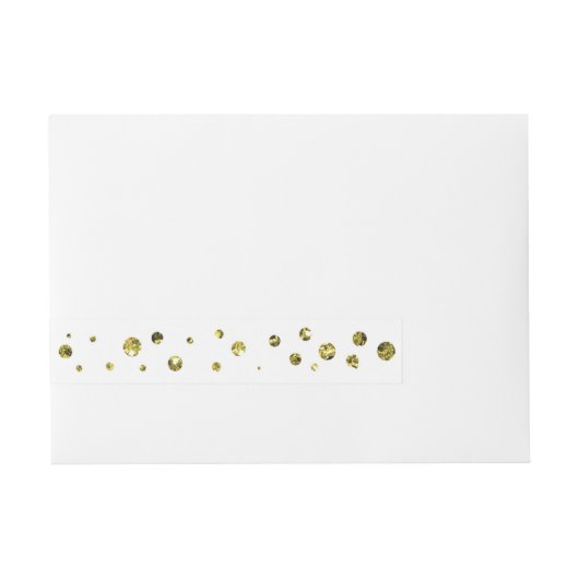 Witte & Gouden Glitter Stippen Kaart Rondom Labels Omwikkelbaar Adreslabel (Voorkant)