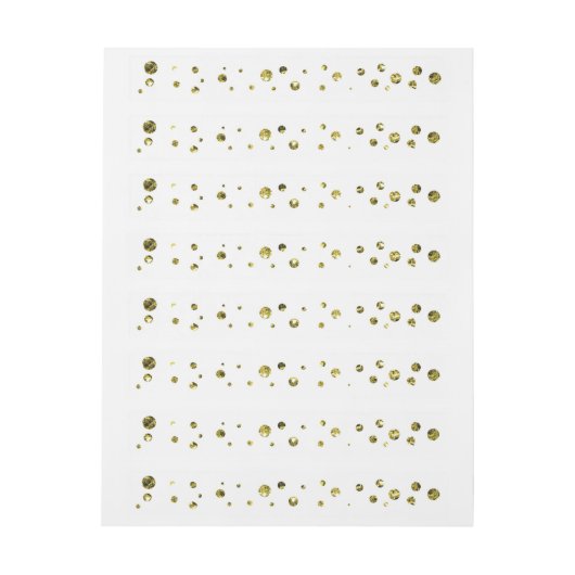 Witte & gouden Glitter Stippen Kaart Wrap Around L Omwikkelbaar Adreslabel (Vel)