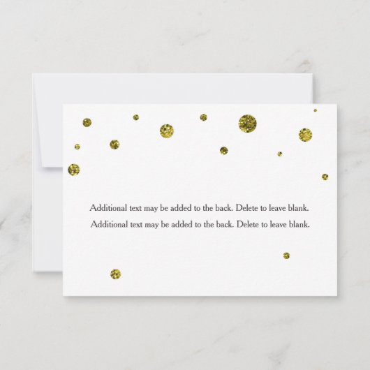 Witte & Gouden Glitter Stippen RSVP Wedding Kaart (Achterkant)
