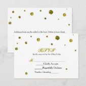 Witte & Gouden Glitter Stippen RSVP Wedding Kaart (Voorkant / Achterkant)