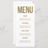 Witte & Gouden Glitter Typografie Trouwmenu Kaarte Menu (Voorkant / Achterkant)