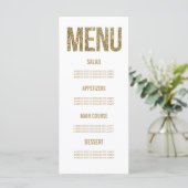 Witte & Gouden Glitter Typografie Trouwmenu Kaarte Menu (Staand voorkant)