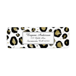 Witte Gouden Glitters & Zwarte Luipaard Sweet 16 F Etiket