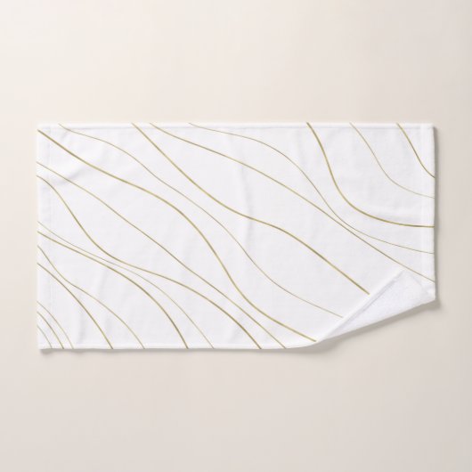 Witte & Gouden Golvende Lijnen Moderne Glam Bad Handdoek (Handdoek)