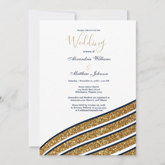 Witte gouden goudzeemaand blauwe geometrische brui kaart (Voorkant)