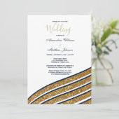 Witte gouden goudzeemaand blauwe geometrische brui kaart (Staand voorkant)