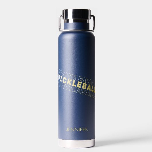 Witte Gouden Gradiënt Pickleball Typografie Naam Waterfles (Achterkant)