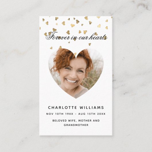 Witte gouden harten fotografienkaart visitekaartje (Voorkant)