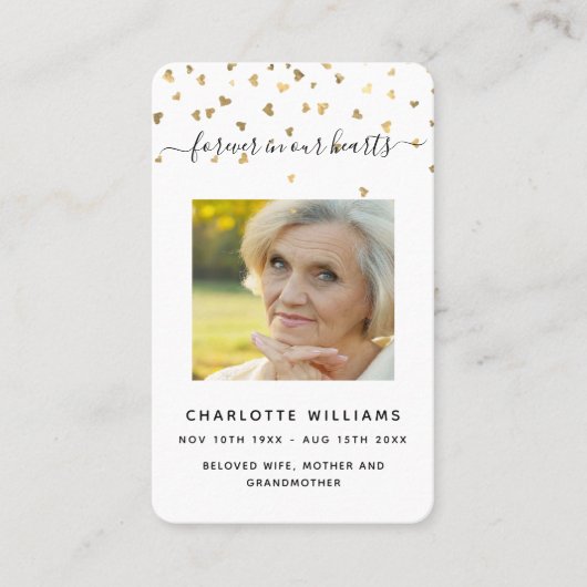 Witte gouden harten fotografienkaart visitekaartje (Voorkant)