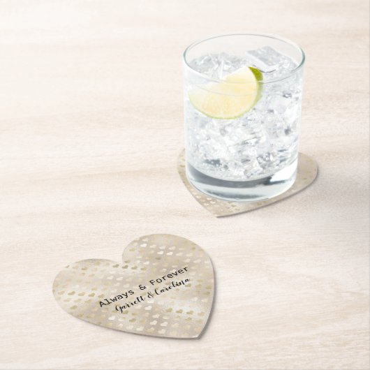 Witte Gouden Harten   Kartonnen Onderzetters (Insitu)