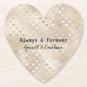 Witte Gouden Harten   Kartonnen Onderzetters (Voorkant)