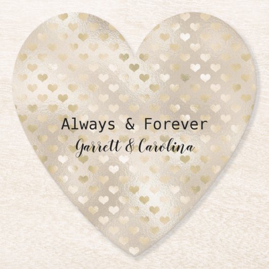 Witte Gouden Harten   Kartonnen Onderzetters (Voorkant)