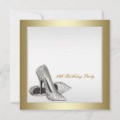 Witte gouden hoge hakken vrouwen 50ste verjaardag kaart (Achterkant)