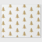Witte gouden kerstbomen cadeaupapier (Vlak)