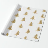 Witte gouden kerstbomen cadeaupapier (Uitgerold)