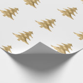 Witte gouden kerstbomen cadeaupapier (Hoek)