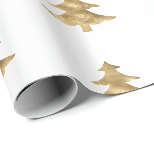 Witte gouden kerstbomen cadeaupapier (Rol Hoek)