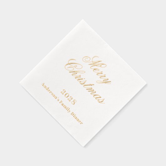 Witte gouden kerstdiner folie servetten (Rechts)