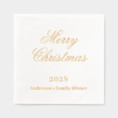 Witte gouden kerstdiner folie servetten (Voorkant)