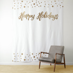 Witte Gouden Kerstvakantie Foto Achtergrond Wandkleed