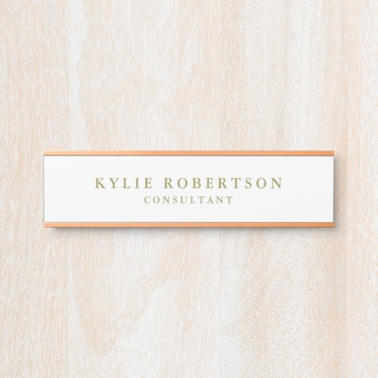 Witte & Gouden Kleuren Professionele Trendy Plain Deurbordje (Voorkant)