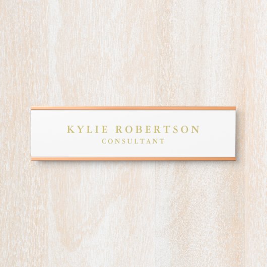 Witte & Gouden Kleuren Professionele Trendy Plain Deurbordje (Voorkant)