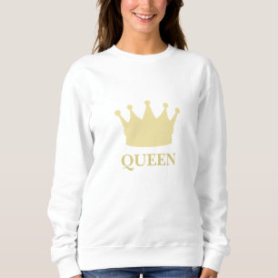 Witte & Gouden Koningin Typografie Vrouwen Trui