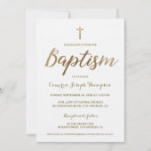 Witte Gouden Kruis Custom Baby jongen Doop Kaart (Voorkant)