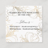 Witte Gouden Lelies Chic Grote Oorbellen Displayka Vierkante Visitekaartje (Achterkant)