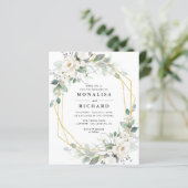 Witte gouden lijst huwelijksuitnodiging (Staand voorkant)